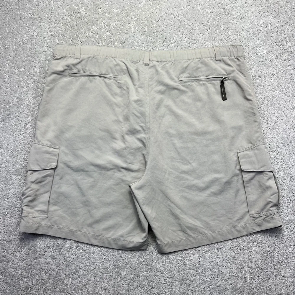 Simms Cargo Shorts Mens XXL Khaki Nylon Fishing Lightweight Utility‎ Gorpcore